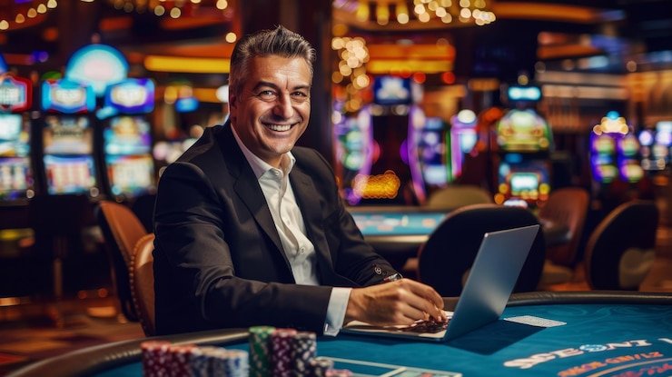 Pengguna membaca slot Aztec lewat ponsel
